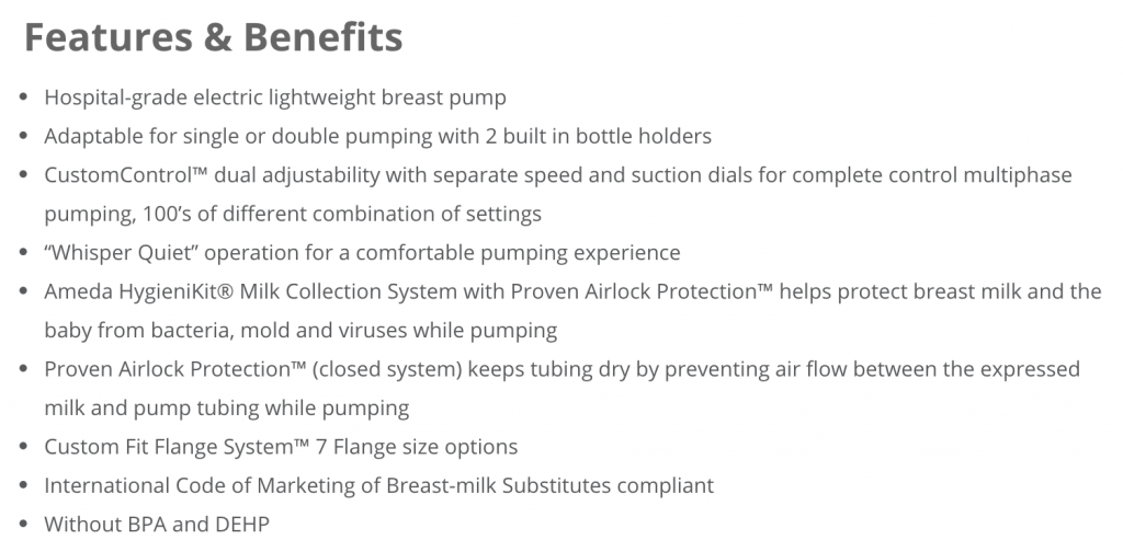 Ameda Elite Breast Pump Rental